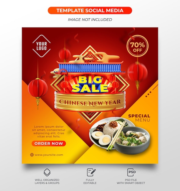 PSD chinese new year instagram post template