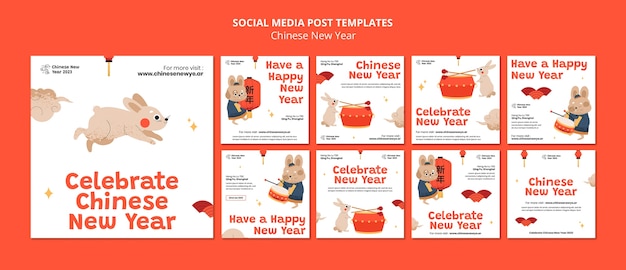 PSD chinese new year instagram posts template