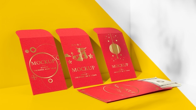 Premium PSD  Assortment of chinese new year mock-up elements