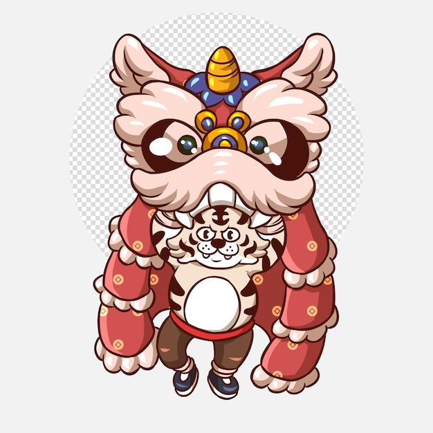 Chinese new year lion dance illustration