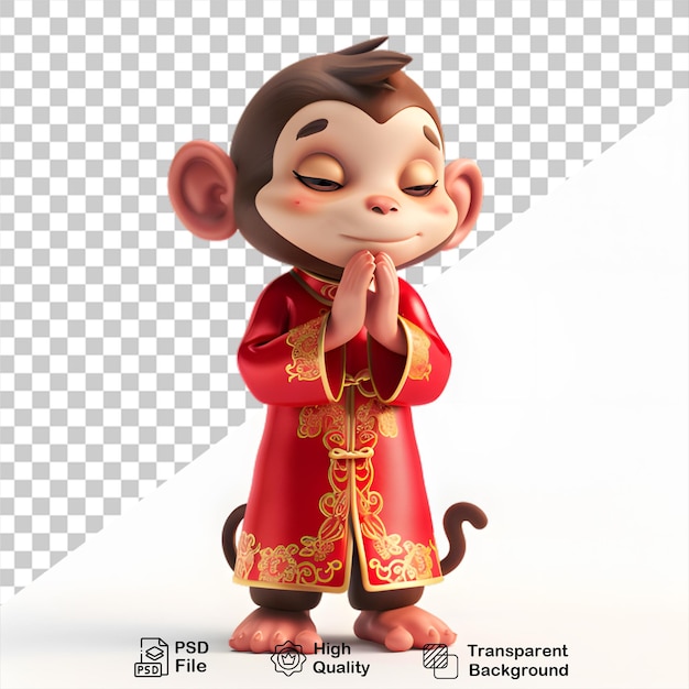 PSD Китайский новый год счастливая обезьяна изолирована на прозрачном фоне включает в себя png файл