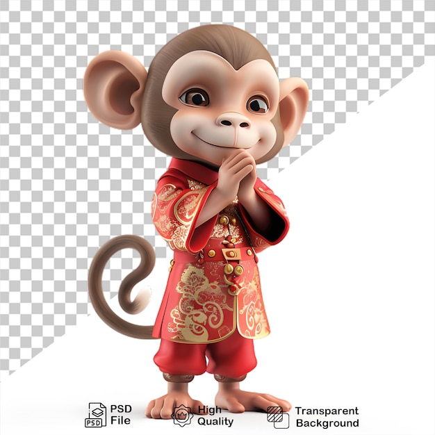 PSD chinese new year lucky monkey isolated on transparent background include png file