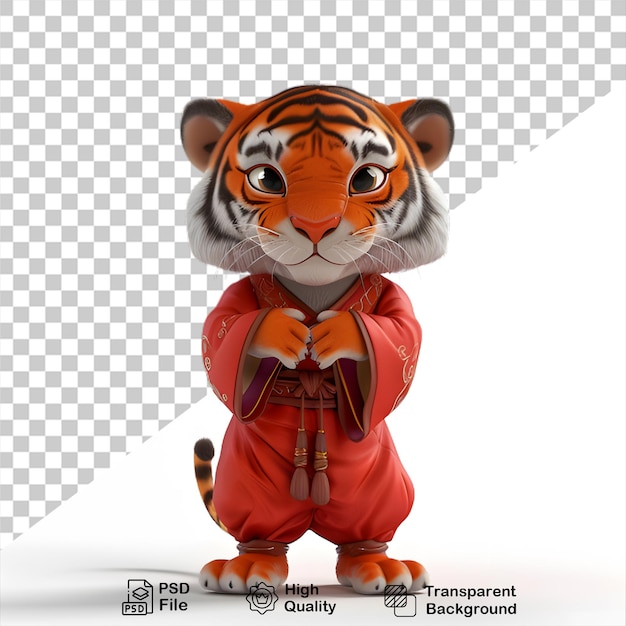 PSD Китайский новый год счастливый тигр изолирован на прозрачном фоне включают png файл