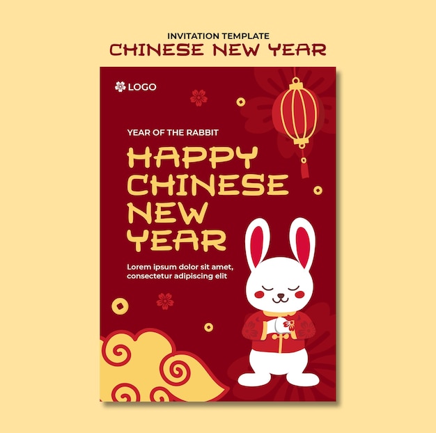 Chinese new year poster template with red background