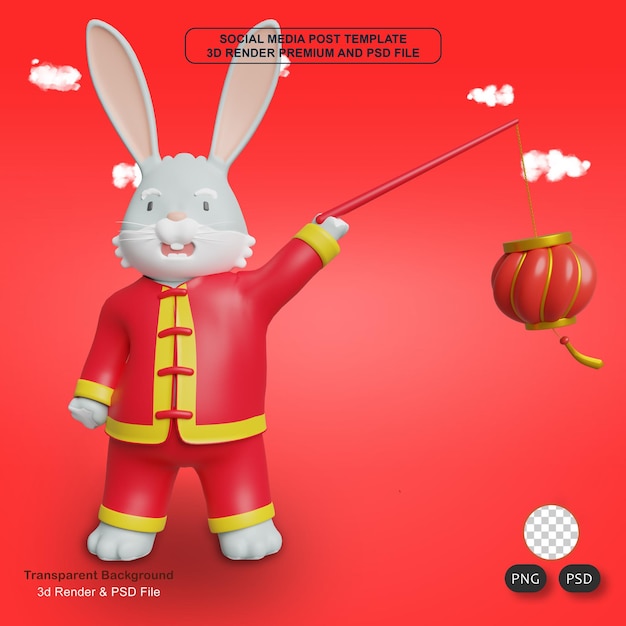 Chinese new year rabbit and chinese lampion