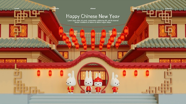 PSD chinese new year of rabbit landing page template 03