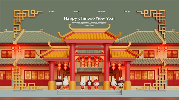 chinese new year of rabbit landing page template 05