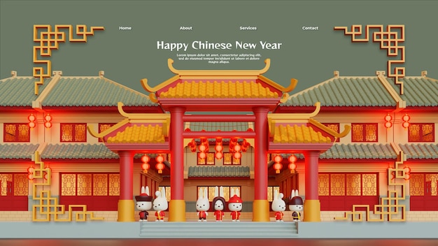 PSD chinese new year of rabbit landing page template 05