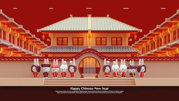 PSD chinese new year of rabbit landing page template