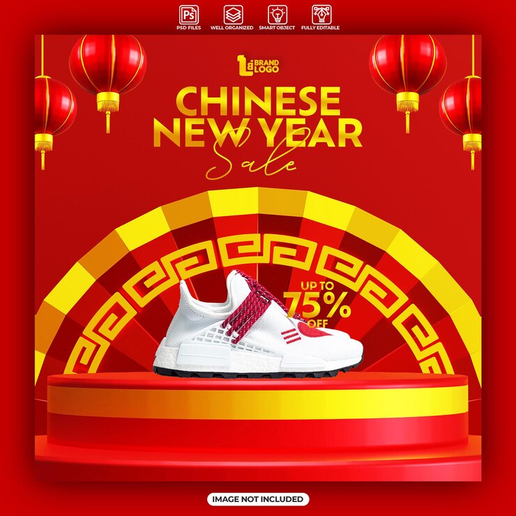 PSD chinese new year sale poster or banner template