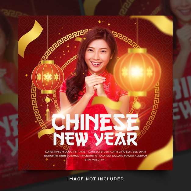 Post sui social media del nuovo anno cinese e modello di post su instagram