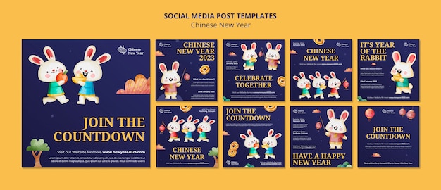 PSD chinese new year social media post pack