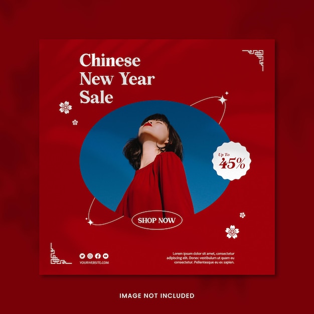 PSD chinese new year social media template red theme