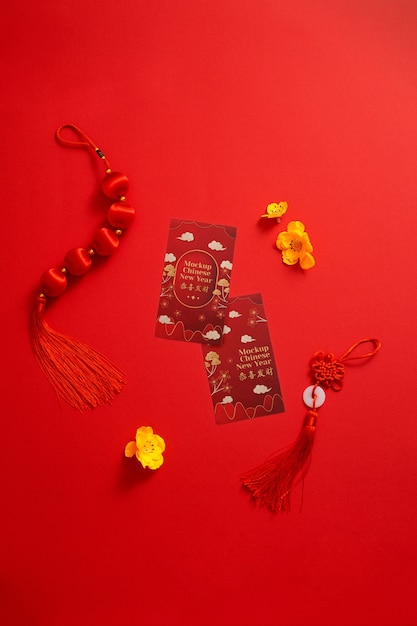 PSD chinese new year stationery mock-up design