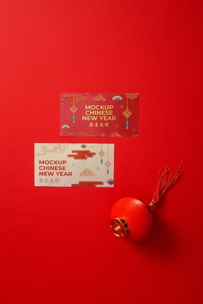 PSD chinese new year stationery mock-up design