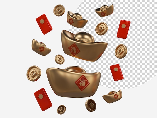 chinese new year with 3d realistic red envelope ornaments gold coin gold ingots lanterns and chinese cloud for presentation banner ads mid autumn festive luxury concept year of the snake