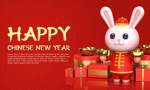 Chinese new year, year of the rabbit festival celebration background design template