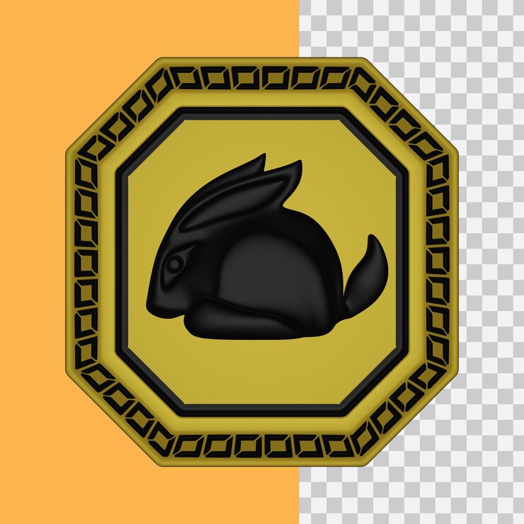 PSD chinese rabbit zodiac emboss frame