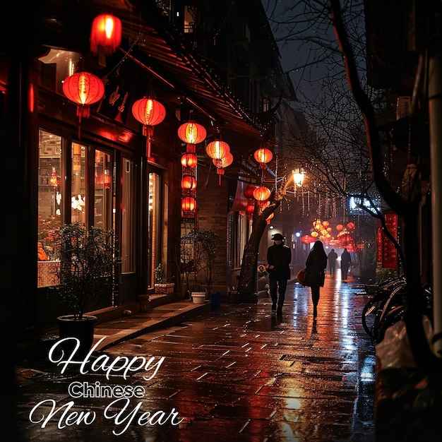 검은색 배경을 가진 중국 새해에 중국의  ⁇ 은 등불