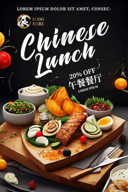 PSD chinese restaurant design poster template