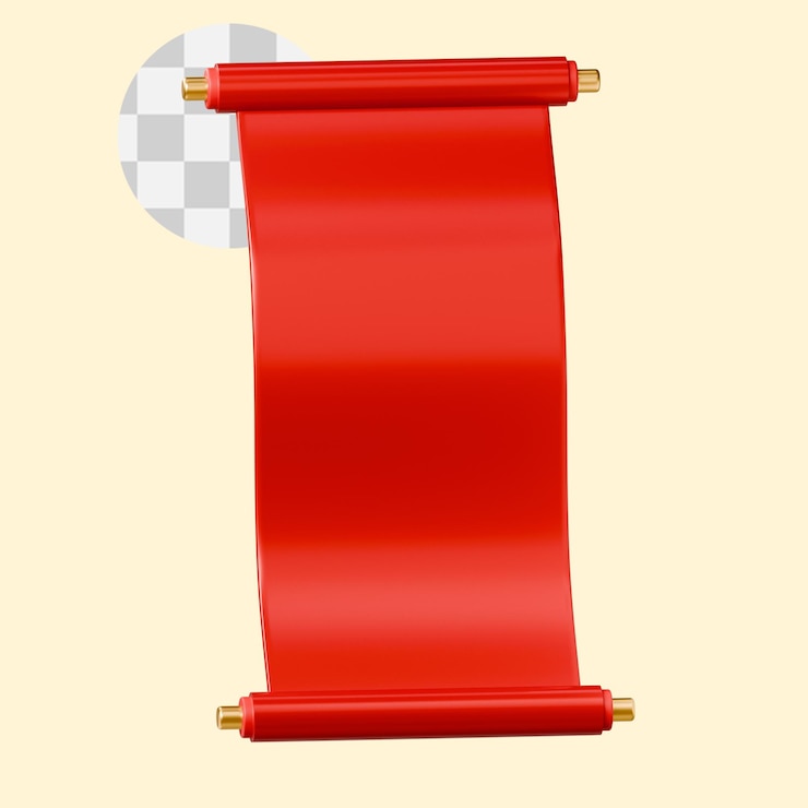 PSD chinese scroll letter 3d illustration