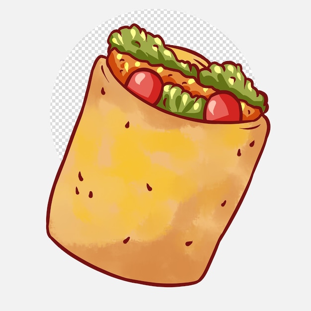 chinese snacks.   a piece of chinese taco with green vagetable, fried bean skin and meat