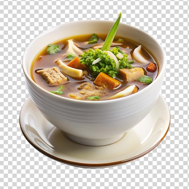 PSD chinese soup on white bowl isolated on transparent background