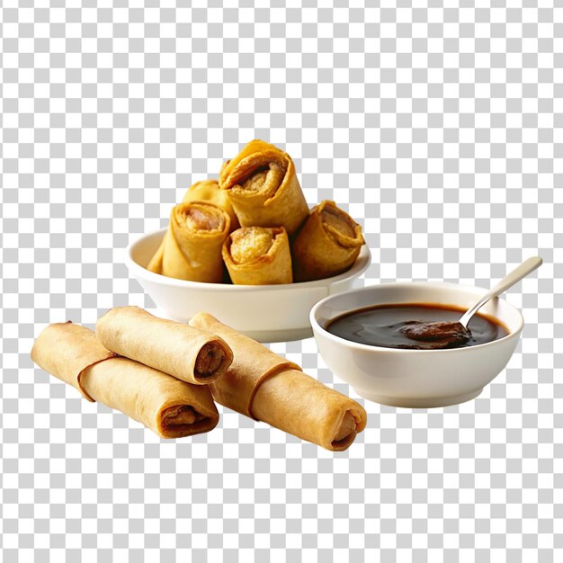 PSD chinese traditional spring rolls isolated on transparent background