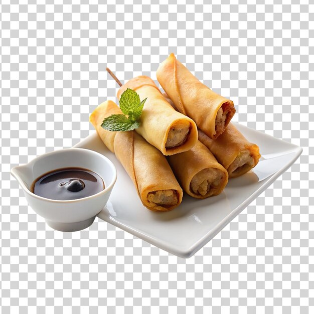 PSD chinese traditional spring rolls isolated on transparent background