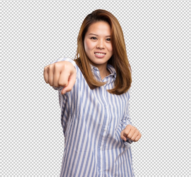 PSD chinese woman punching