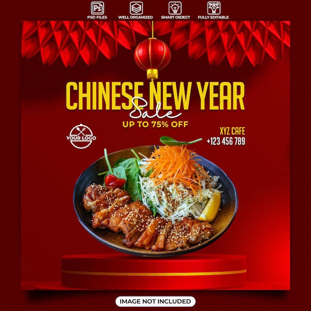Chiński Nowy Rok Sprzedaż Szablon Postu W Mediach Społecznościowych