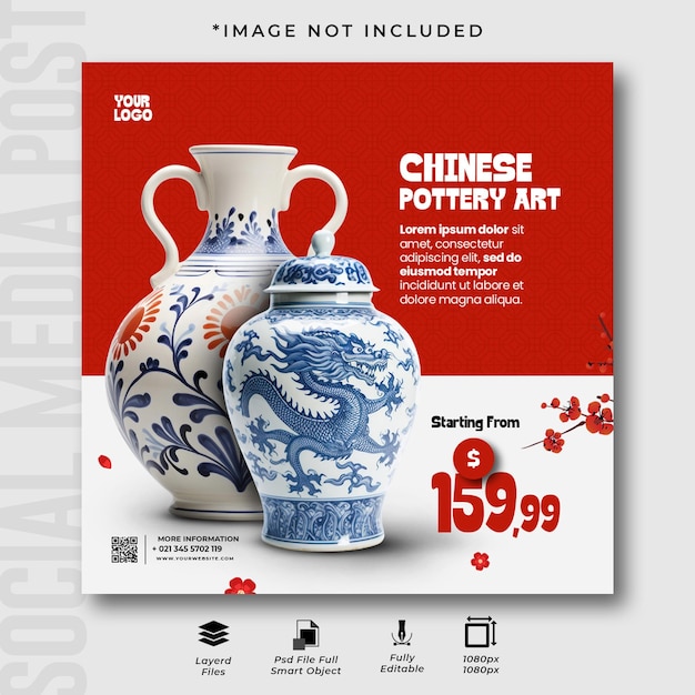 Chiński Sklep Ceramiki I Rzemiosła Instagram Post W Mediach Społecznościowych