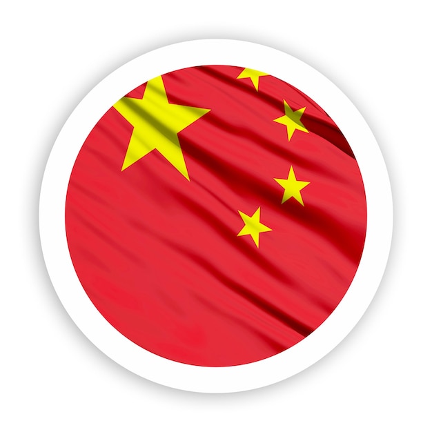 Chiny machają flagą z białą okrągłą ramą
