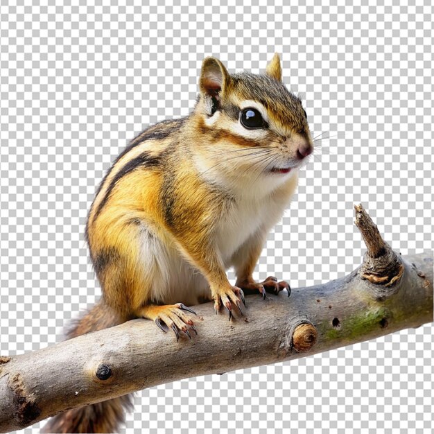PSD scoiattolo su un ramo su uno sfondo bianco