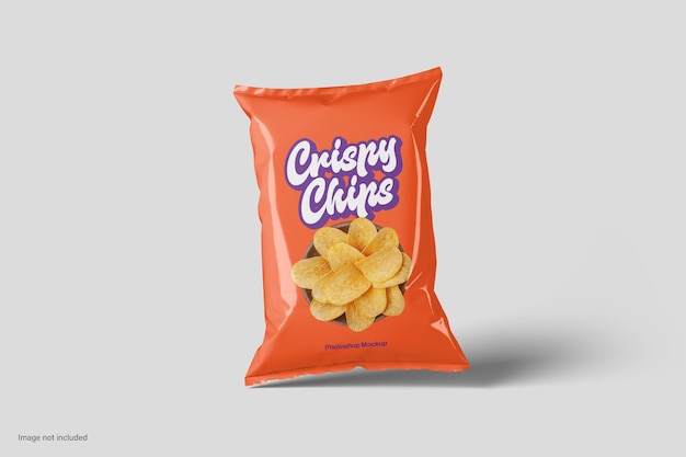 PSD chips bag packaging mockup front view