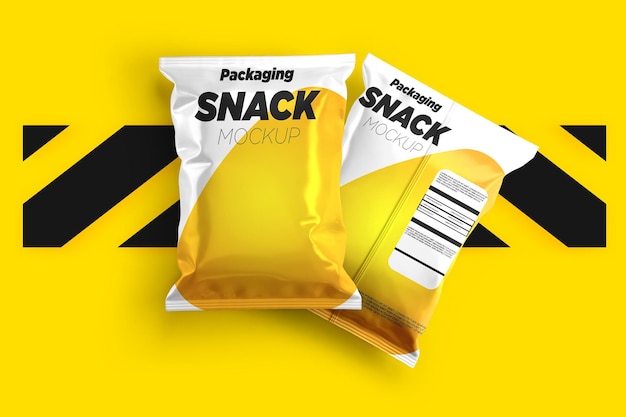 Chips bag packaging mockup top view premium psd