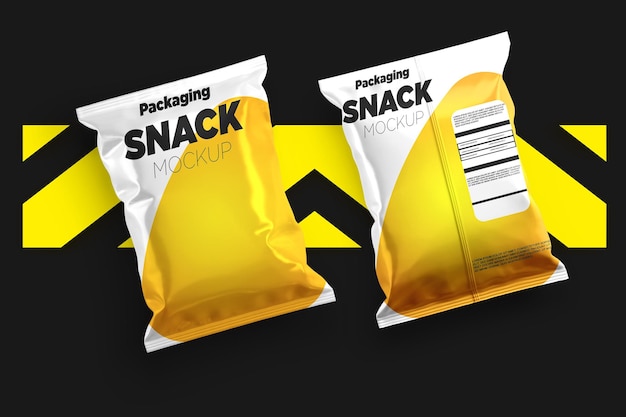 PSD chips bag packaging mockup top view premium psd