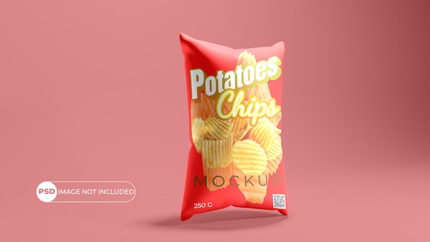 Mockup di imballaggio per patatine fritte con copyspace