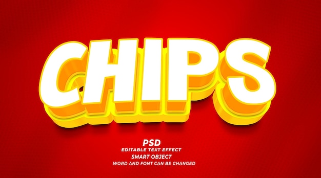 Chips PSD 3d bewerkbaar teksteffect photoshop-sjabloon