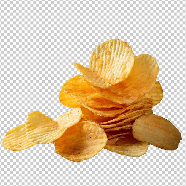 Chipsy ziemniaczane w misce izolowane na przezroczystym tle