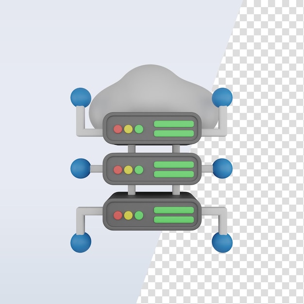 PSD chmura ikon 3d i połączenie z serwerem