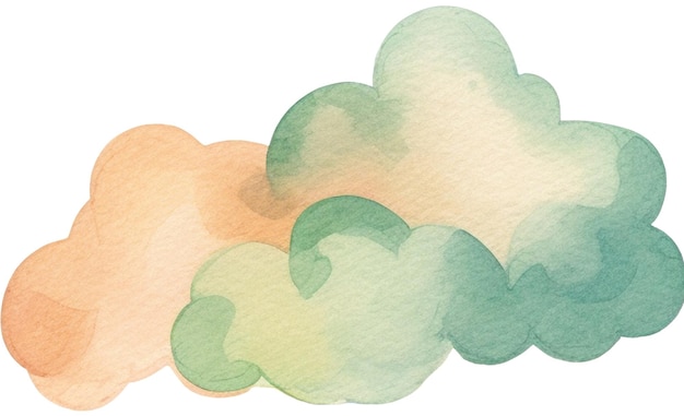 PSD chmura namalowana akwarelą ręcznie narysowany element projektowy izolowany na przezroczystym tle