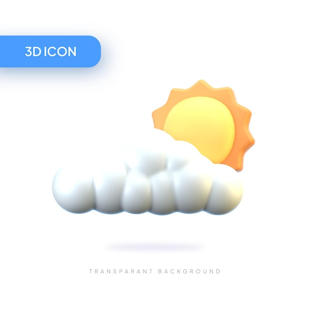 Chmura Słońce 3d Ilustracja Icon Pack Element