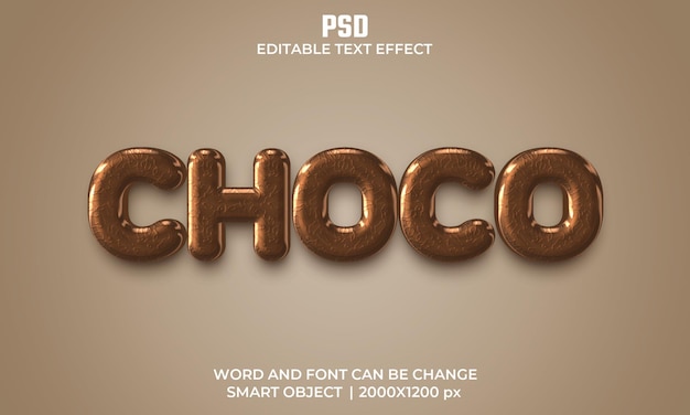 choco 3d editable text effect premium psd with background
