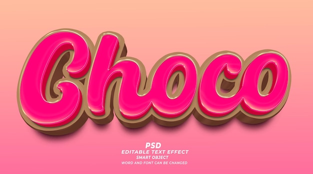 チョコ 3 d 編集可能なテキスト効果の psd テンプレート