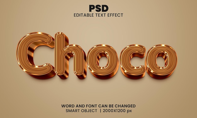 Choco 3d Edytowalny Efekt Tekstowy Premium Psd Z Tłem