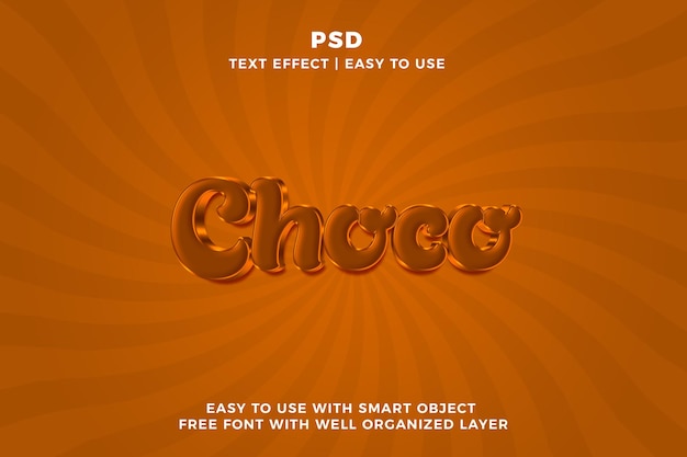 PSD choco 3d edytowalny photoshop tekst efekt styl psd z tłem