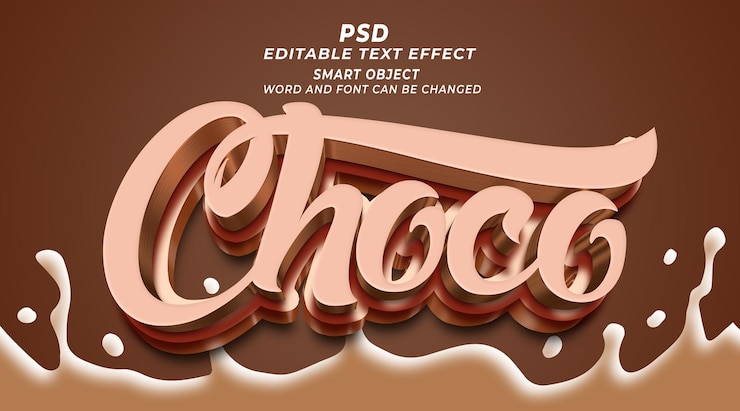 PSD choco 3d psd editable text effect photoshop template with background