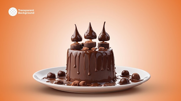 チョコケーキを皿に