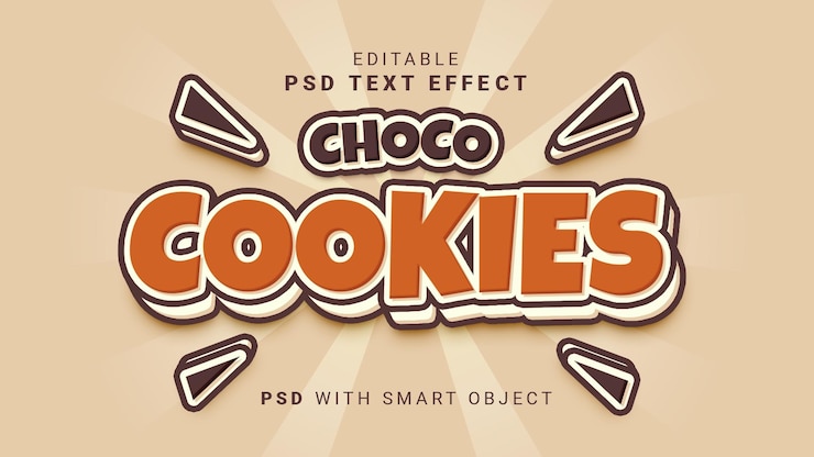 PSD choco cookies text effect